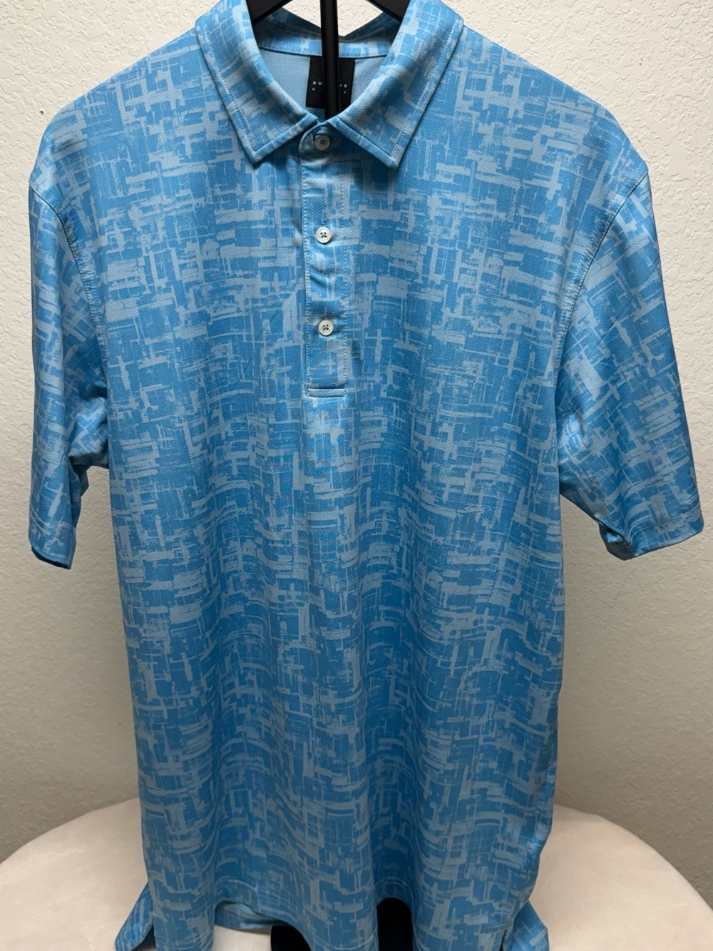 Men's Light Blue Geometric Print Polo Shirt